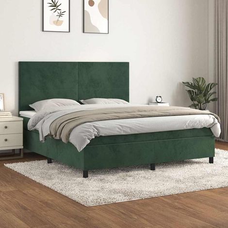 Sommier à lattes de lit et matelas Vert foncé 180x200cm Velours vidaXL (1/5)