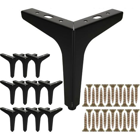 Verstellbare Schrankfüße 15 cm/6 Zoll, 12 Stück schwarze Metallfüße für Möbel, moderne Metallmöbelfüße für Schrank, Sofa, Couch und Stuhl - 15 x 13 cm