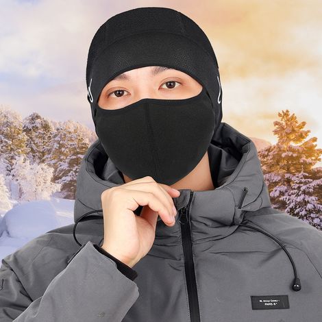Cagoule couvre-visage doublure casque coupe-vent respirante extensible tour de cou avec trou pour lunettes homme femme hiver vélo course ski (1/5)
