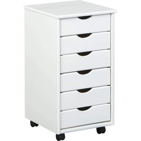 CASSETTIERA UFFICIO SIMON 6 CASSETTI 36x40x65H PINO MASSELLO VERNICIATO AD ACQUA BIANCO