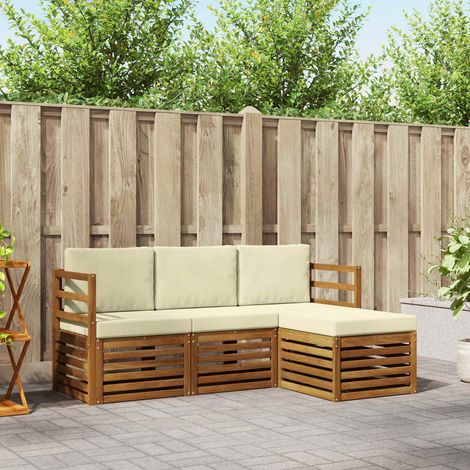Outdoor-Sofagarnitur 4 pcs Natur und Creme Massivholz Akazie (1/5)
