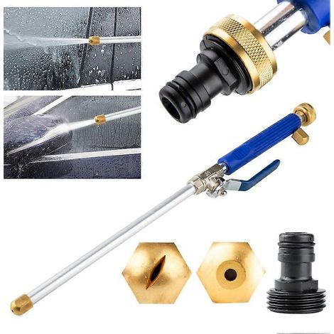 High-Pressure Water Spray Gun with 3/4 Inch Brass Nozzle Adjustable Jet Wash Cleaner Wand 46cm Durable Blue for Garden and Car Cleanin (1/5)