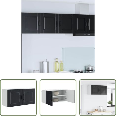 Holzschrank -  Küchenschrank mit Regal Schwarz 80 x 31 x 40 cm Holzwerkstoff (1/5)