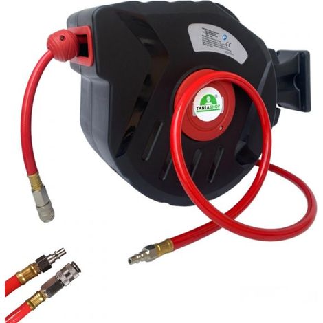 Avvolgitubo ad aria compressa automatico 15 + 1.5 mt attacco 1/4" a parete (1/5)