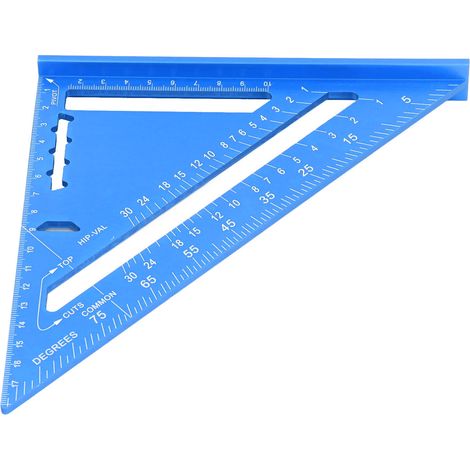 Équerre de menuisier en alliage d'aluminium, peinture électrophorétique, échelle transparente, équerre de charpentier bleue (1/5)
