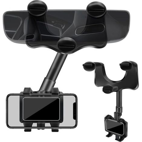 Support de téléphone pour rétroviseur de voiture, support de téléphone pour voiture, support de téléphone pour voiture pivotant à 360°, supports de téléphone pour smartphones de 4 à 7 pouces (1/5)
