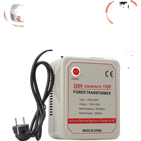 Spannungswandler Transformator, 3000VA maximale Kapazität, 1500W Dauerlast, 220V-250V Eingang, 100-120V Ausgang, leicht 5kg (1/5)