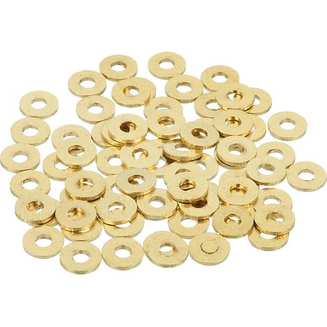 70Pcs Rondelle Métal Plate Laiton, Kit Assortiment Rondelles Écrasables Cuivre M3, 3mm Alésage, 8mm OD, 1mm Épaisseur pour Boulons Vis Réparation Mécanique, Construction (1/5)