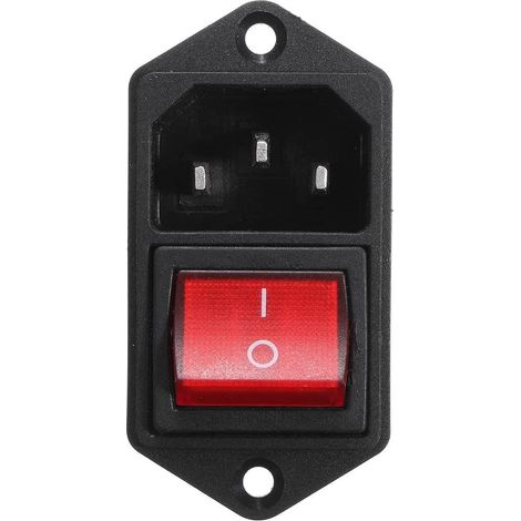 Conector alimentacion IEC320 C14 AC 250V 10A  Rojo (1/4)