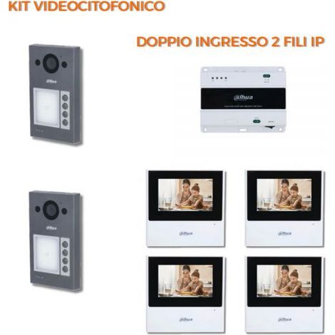 Dahua Kit videocitofonico Doppio ingresso 2 Fili IP - Posto esterno VTO3312Q-P + Monitor 4.3" VTH2612L-W Nr.04 Monitor