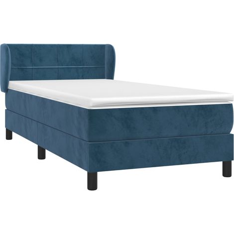 vidaXL Sommier à lattes de lit avec matelas Bleu foncé 90x200 cm (1/5)