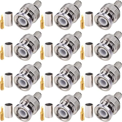 12 Pièces Connecteur mâle à sertir BNC pour câble RG59, RG8 (1/5)