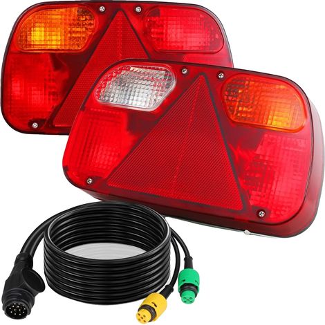 Ensemble de feux arrière de remorque, longueur de câble de 5,5 m, étanche, DC 12V, approuvé E-Mark, 7 fonctions (1/5)