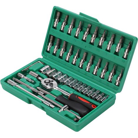Coffret 46 Pièces Douilles et Embouts Clé à Choc Universel pour Réparation Auto, Outillage Acier Carbone, Boîte de Rangement (1/5)