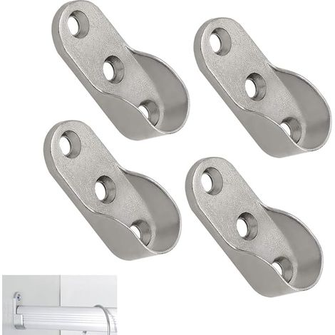 Barra de armario ovalada para colgar, soportes de barra con brida de aleación de zinc, fijación de colgador de barra, para barra de cortina de ducha, soporte de armario (1/5)