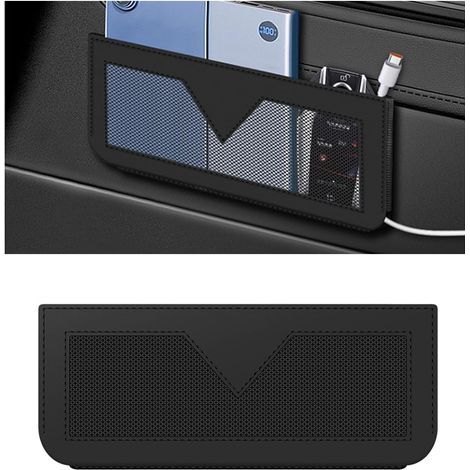 Seitliche Organizer-Tasche aus Kunstleder für Autositze – Multifunktionale Aufbewahrungstasche für Handy und Sonnenbrille – Universell passend für SUV, Wohnmobil und LKW – Schwarz (1/5)