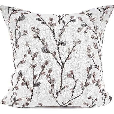 Housse de coussin décorative carrée 45 x 45 cm (18 x 18 pouces) à motif de feuilles turquoise brodées en jacquard classique (1/4)