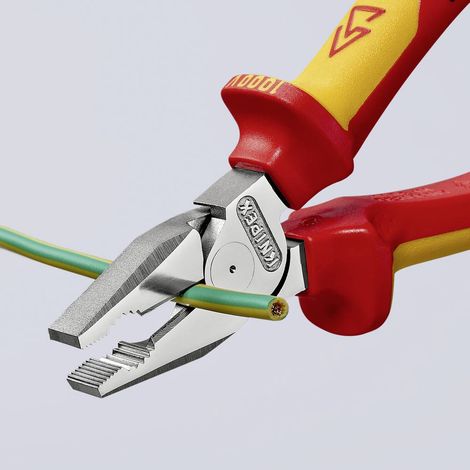 KNIPEX 02 06 180 Pinza universale tipo forte isolati con manici rivestiti in materiale bicomponente, collaudati VDE cromata 180 mm