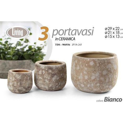 Set 3 portavasi in ceramica Ø29/21/15 cm