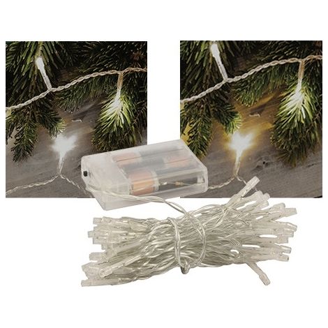 Catena serie luci led alimentazione a batteria per decorazioni e vetrine - 100 Led - Bianco - cavo 7 mt