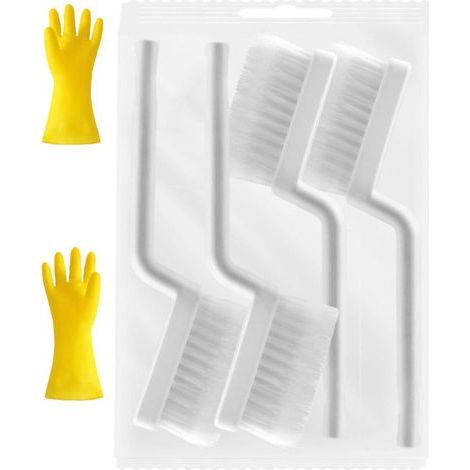 Reinigungsprodukte – 4-teilige weiße Reinigungsbürste im Set + dicke Oxford-Gummihandschuhe (Latex, Größe L) (1/5)