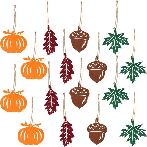 Kindfiber OÜ-Lot de 16 guirlandes de feuilles d'automne en feutre,décorations réutilisables à suspendre pour mur, fenêtre, cheminée, Halloween (1/5)
