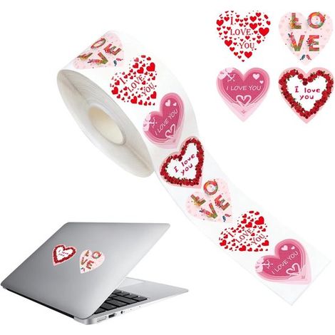 Autocollants en forme de cœur imperméables pour la Saint-Valentin - étiquettes adhésives idéales pour les cartes cadeaux - les mariages (1/5)