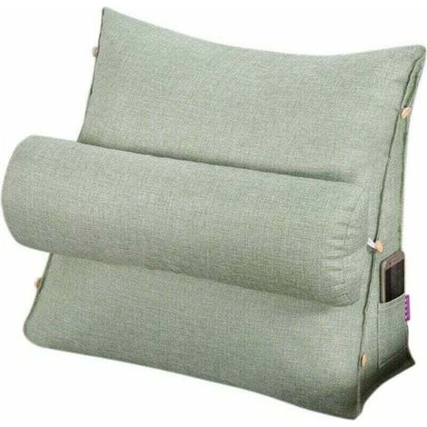 Oreiller de lecture et de télévision, oreiller de coussin de cale de dos avec réglable et poches, oreiller de dos de triangle, oreiller de lit de soutien de nuque, coussin de repos de sofa, (1/4)
