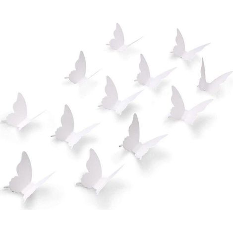 100 autocollants muraux papillons blancs 3D en papier, amovibles et repositionnables, pour la décoration murale de la maison, de la chambre d'enfant ou de la chambre de fille. (1/5)