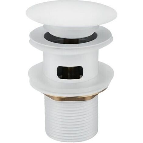 Garniture de vidage pour lavabo avec trop-plein, bonde de vidage, Pop Up Valve,Garniture de vidage universelle pour lavabo et plan de toilette (Blanc) (1/4)