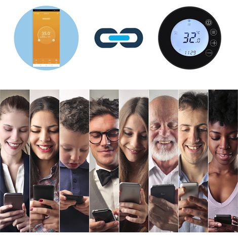 Thermostat intelligent Tuya WiFi avec écran LCD, régulateur de température programmable, application de contrôle à distance, compatible avec la commande vocale Alexa. (1/2)