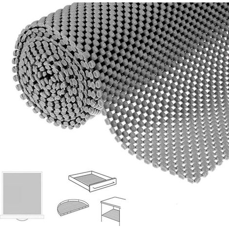 Tapis antidérapant pour placards et tiroirs, résistant et à forte adhérence, adapté aux placards de cuisine et espaces, 30 x 600 cm, gris (1/5)