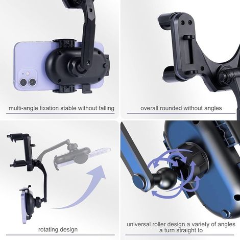 Handyhalterung für den Rückspiegel, um 360 Grad drehbare Auto-Handyhalterung, universelle drehbare und verstellbare Handyhalterung, multifunktionale Rückspiegel-Handyhalterung, geeignet für alle Smart