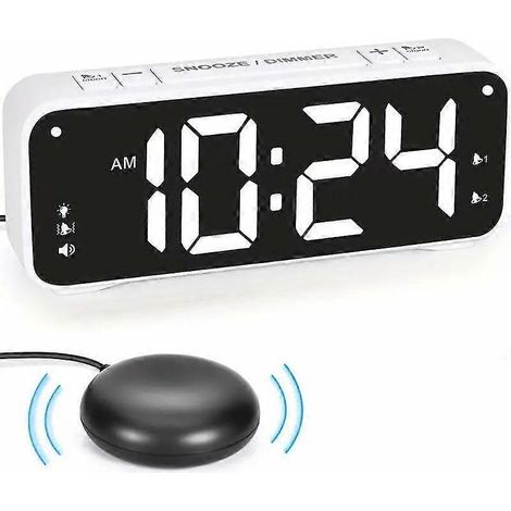 Online Store - Réveil puissant pour adultes au sommeil profond, double réveil avec vibreur de lit, pour chambres, écran de 16,5 cm (1/5)