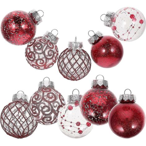 30 boules de Noël rouges élégantes, décorations pour les fêtes de fin d'année en famille, 6,50 x 5,50 x 5,50 cm (1/5)