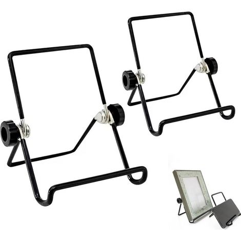 2 PCS Pliable Stand Support Photo Cadre Porte Assiette Decorative Chevalet Tablette Pliable Réglable Petit Chevalet Assiette Support de Présentoirs en Métal pour Photos Livres Assiettes Albums (1/4)