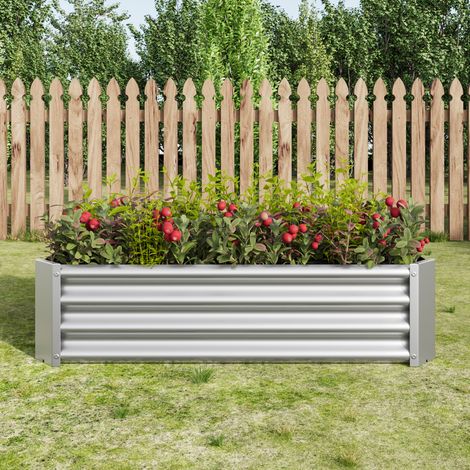 Potager surélevé en métal, fabriqué en tôle d'acier robuste, stable et résistant à la rouille. Kit sans fond, idéal pour les légumes, les herbes aromatiques et les fleurs. Anthra (1/5)
