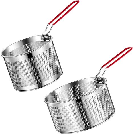 Pack de 2 cestas multiusos para freír con cestas de drenaje y asas desmontables - 18/20 cm (1/5)