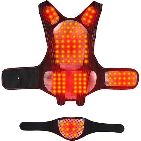 Ceinture lombaire auto-chauffante apaisante avec 108 aimants et 5 plaques de maintien détachables, gilet correcteur de posture pour le dos. (1/5)