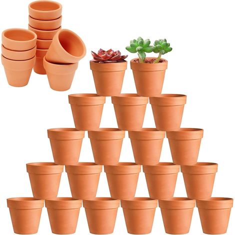 40 Pots Terre Cuite, 3,5cm Diamètre, Trou Drainage, Pour Suculentes Cactus, Intérieur Extérieur (1/5)