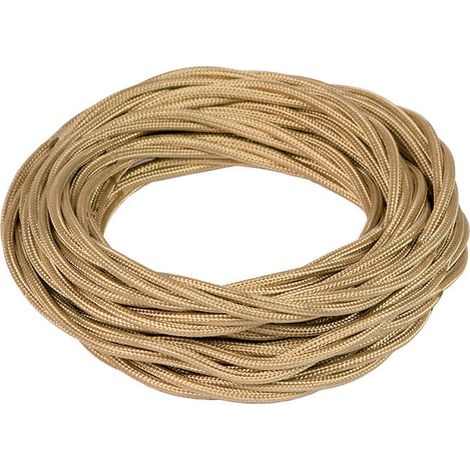 FANTON cavo elettrico tessile colore oro treccia seta 2mt 3G0,75 filo rivestito in tessuto vintage stile retrò per lampadari applique 93846-02