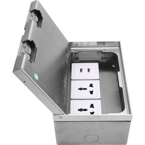 Prise de sol encastrable 16A 4000W 2 prises 2 ports USB boîtier style marbre pour bureau école (1/5)