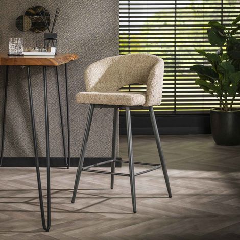 Moderne Barhocker Sand Alba Bouclé Stoff