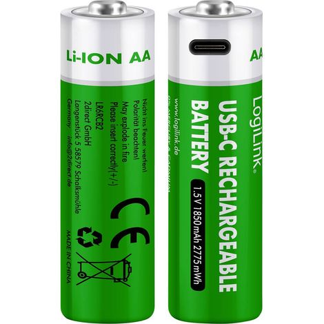 LogiLink LR6RCB2 Pile rechargeable LR6 (AA) Li-Ion 1850 mAh 1.5 V 2 pc(s) (1/4)