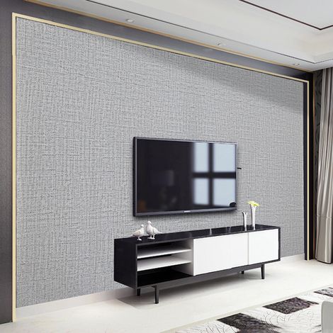 Grey Linen Textured PVC Self-adhesive Wallpaper