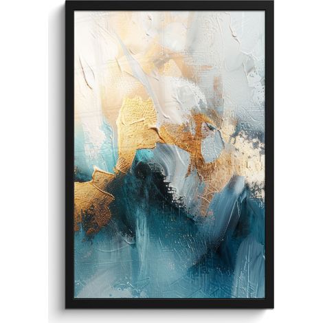 AFFICHE ENCADRÉE Abstrait - Art - Or - Bleu Cadre Décoration Murale 40x60 (1/5)