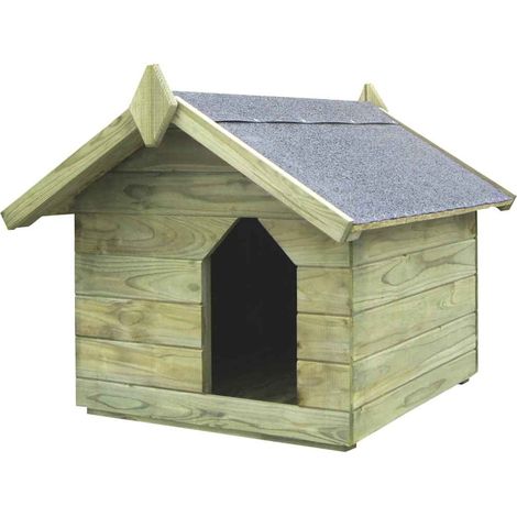 vidaXL Casa de perro de jardín tejado abierto madera pino impregnada (1/5)
