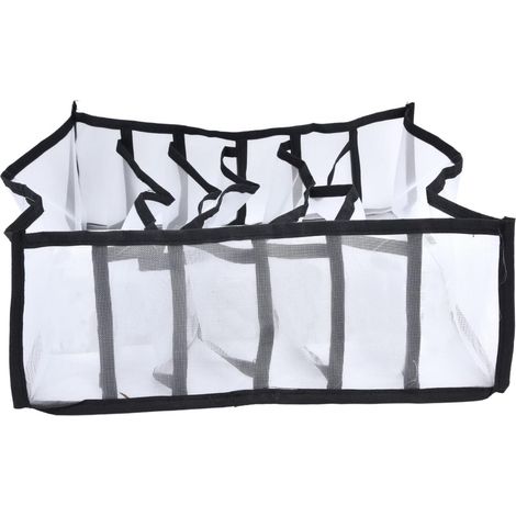 Boîte de rangement pour soutiens-gorge en maille, séparateur de tiroir pliable polyvalent pour sous-vêtements, culottes, chaussettes (6 emplacements) (1/5)