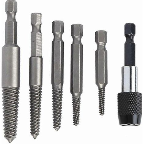 Ensemble de 6 extracteurs de vis sans tête, kit d'extracteurs de vis sans tête, foret pour retirer les goujons endommagés avec mandrin sans clé-AquaForge (1/4)