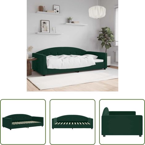 vidaXL Schlafsofa - Tagesbett Dunkelgrün 100x200 cm Samt (1/5)